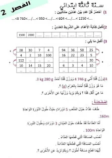 اختبارات الثلاثي الثاني للسنة الثالثة إبتدائي