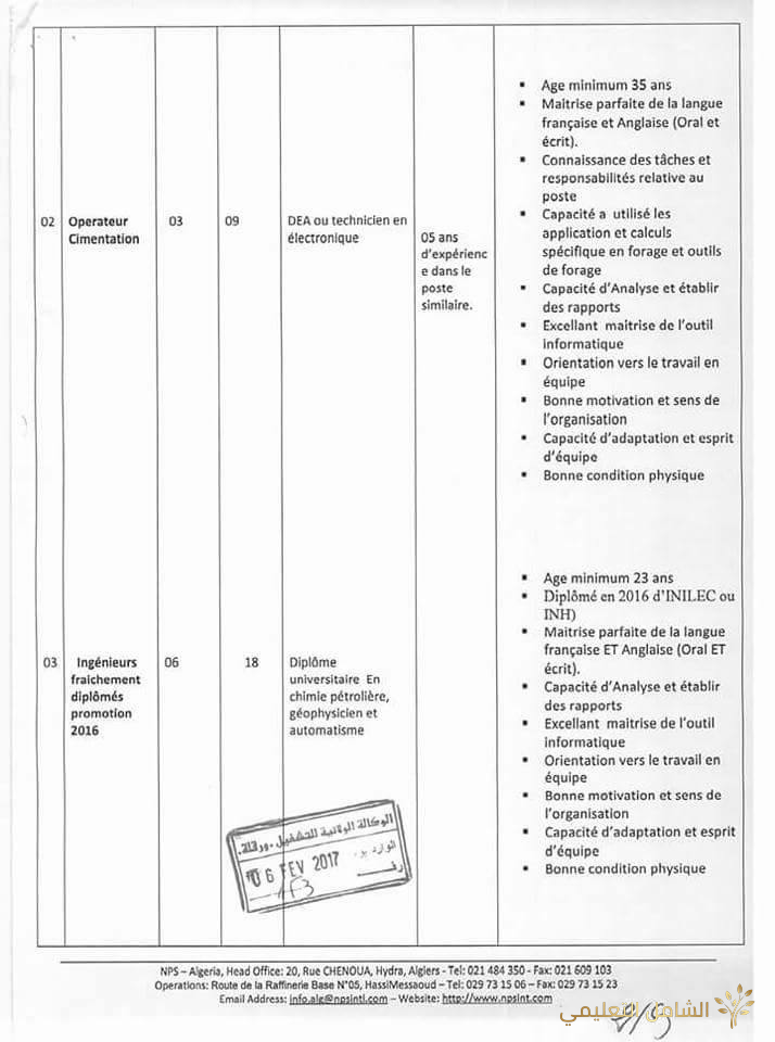 National petroleum services recrutement 2017 | منصة الشامل التعليمية