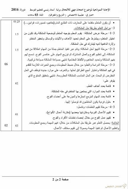 مواضيع مسابقة الالتحاق برتبة أستاذ رئيسي للتعليم المتوسط | منصة الشامل التعليمية