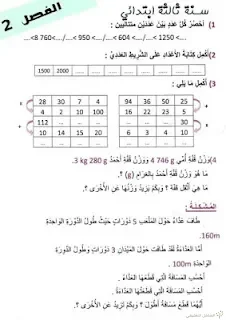 اختبارات الثلاثي الثاني للسنة الثالثة إبتدائي | منصة الشامل التعليمية