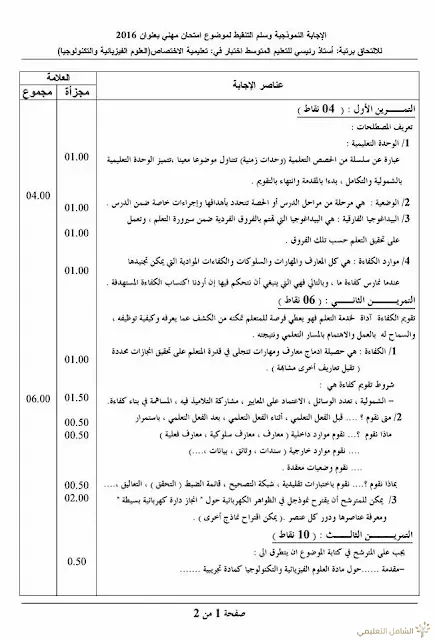 مواضيع مسابقة الالتحاق برتبة أستاذ رئيسي للتعليم المتوسط | منصة الشامل التعليمية