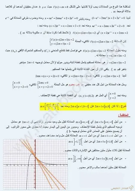 المناقشة البيانية لعدد و إشارة حلول معادلة حسب وسيط m | منصة الشامل التعليمية