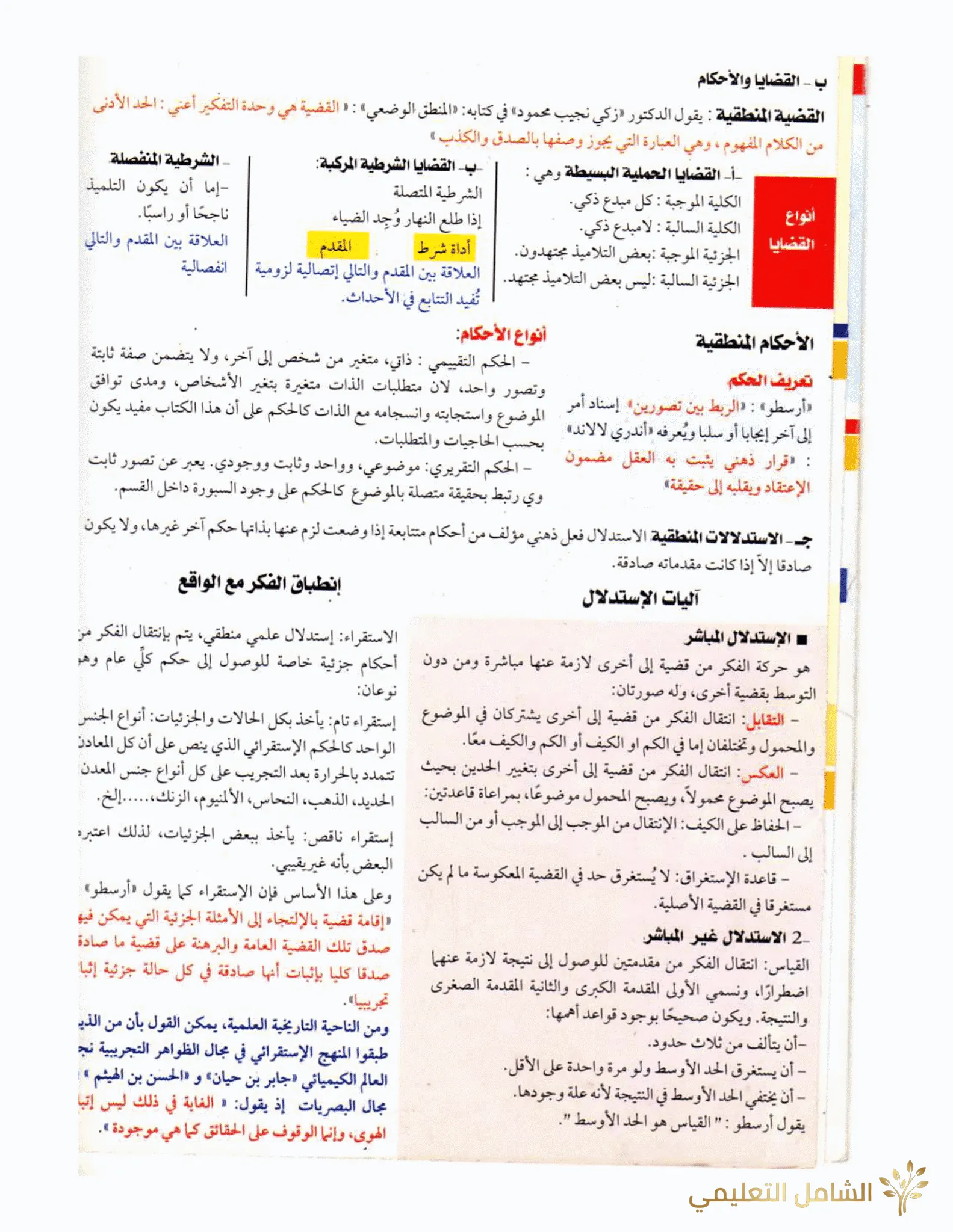 دروس الفلسفة ملخصة 3as bac clic | منصة الشامل التعليمية