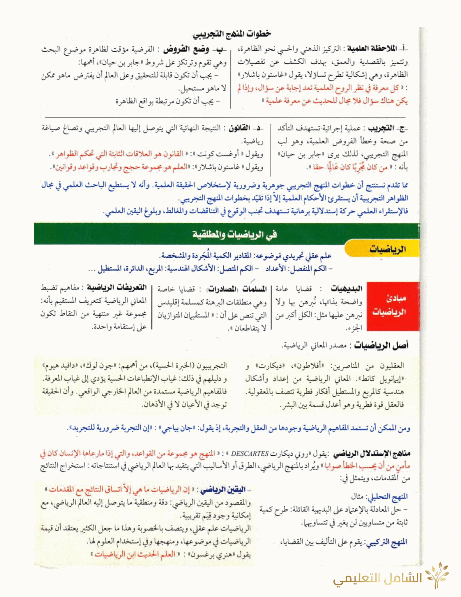 دروس الفلسفة ملخصة 3as bac clic | منصة الشامل التعليمية