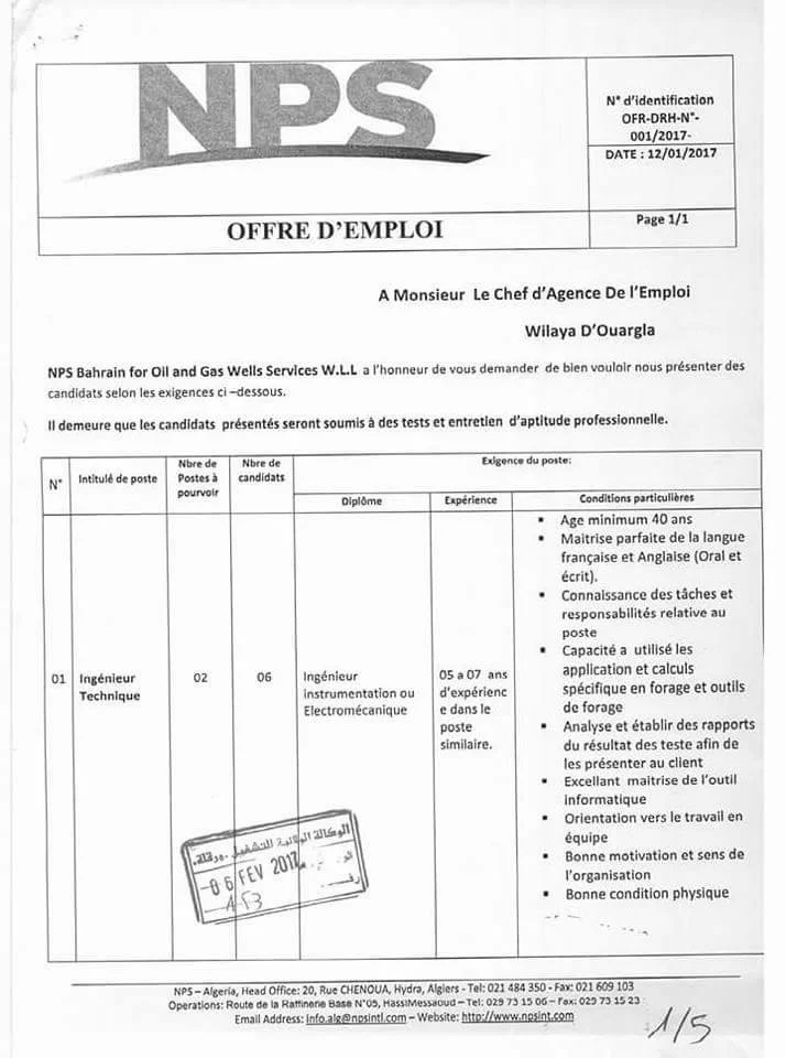National petroleum services recrutement 2017