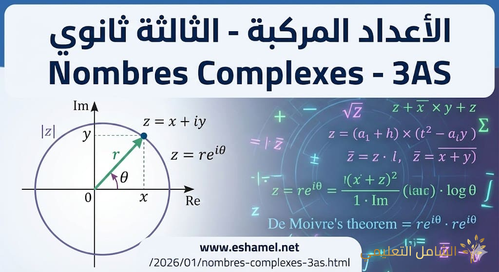 ملخص شامل درس الأعداد المركبة - رياضيات 3 ثانوي | منصة الشامل التعليمية