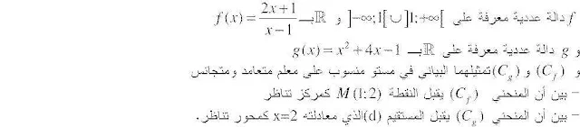 تمرين محلول حول محور التناظر ومركز التناظر للثانية ثانوي
