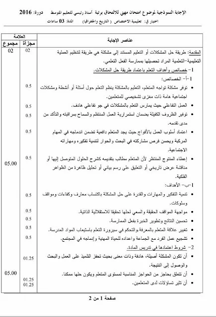 مواضيع مسابقة الالتحاق برتبة أستاذ رئيسي للتعليم المتوسط