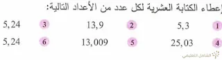 حل تمارين الأعداد العشرية للأولى متوسط | منصة الشامل التعليمية