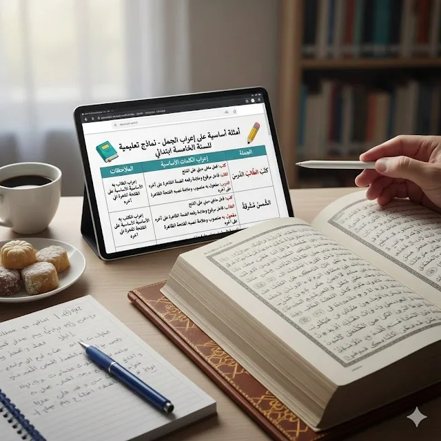 نماذج إعراب الجمل للسنة الخامسة ابتدائي